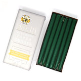 10" Dripless Taper Candles - Unscented Emerald Green - Mole Hollow Candles