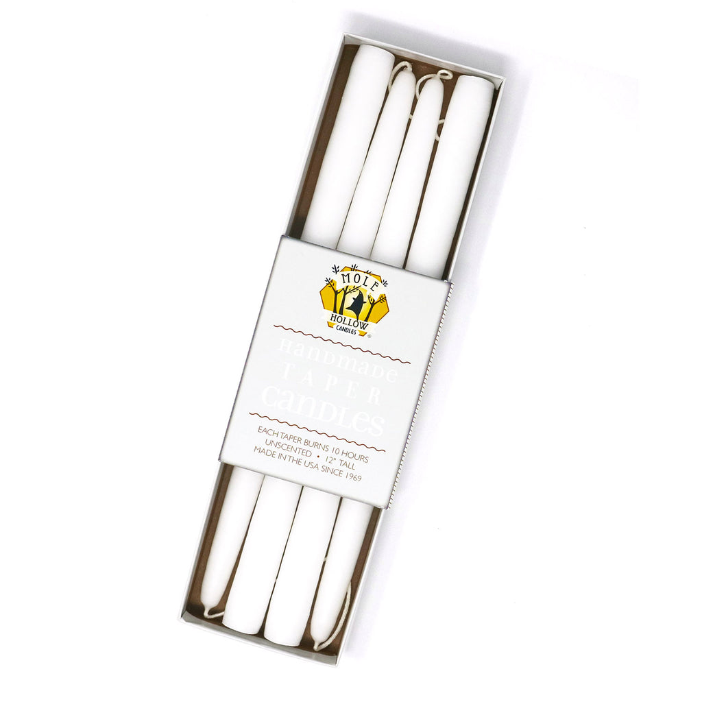 12 Inch Dripless Tapers Set of 4 Colored Taper Candles Mole Hollow