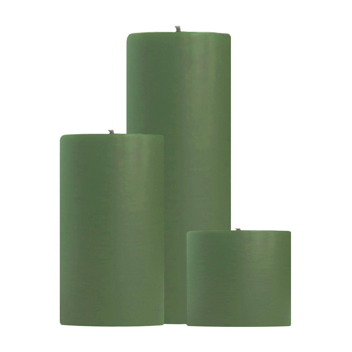 Colonial Green Unscented Pillar Candles