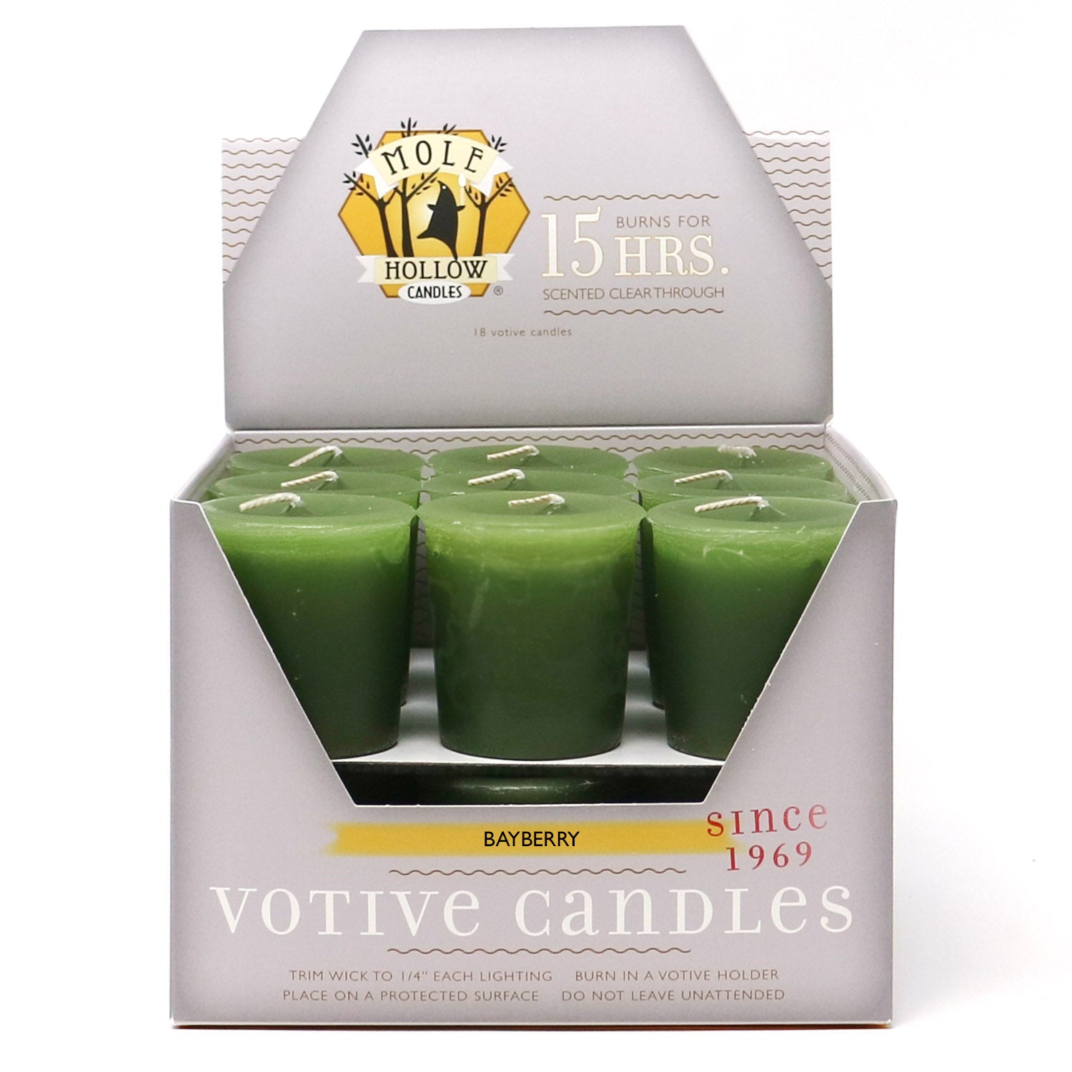Bayberry Scented Votive Candles - Bayberry Candles - Mole Hollow Candles