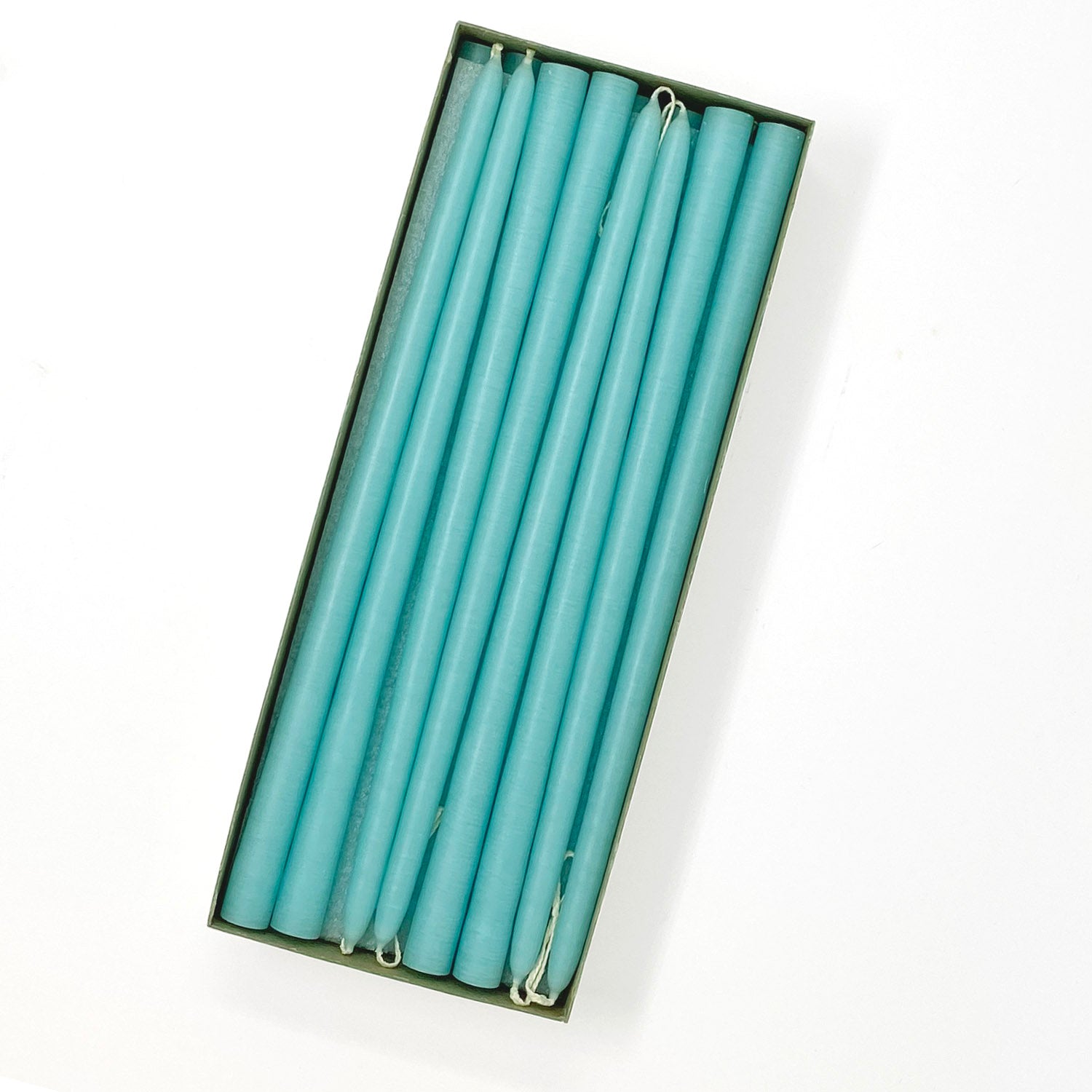 10" Caribbean Blue Tiny Taper Candles - Mole Hollow Candles