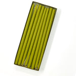10" Granny Smith Green Tiny Taper Candles - Mole Hollow Candles