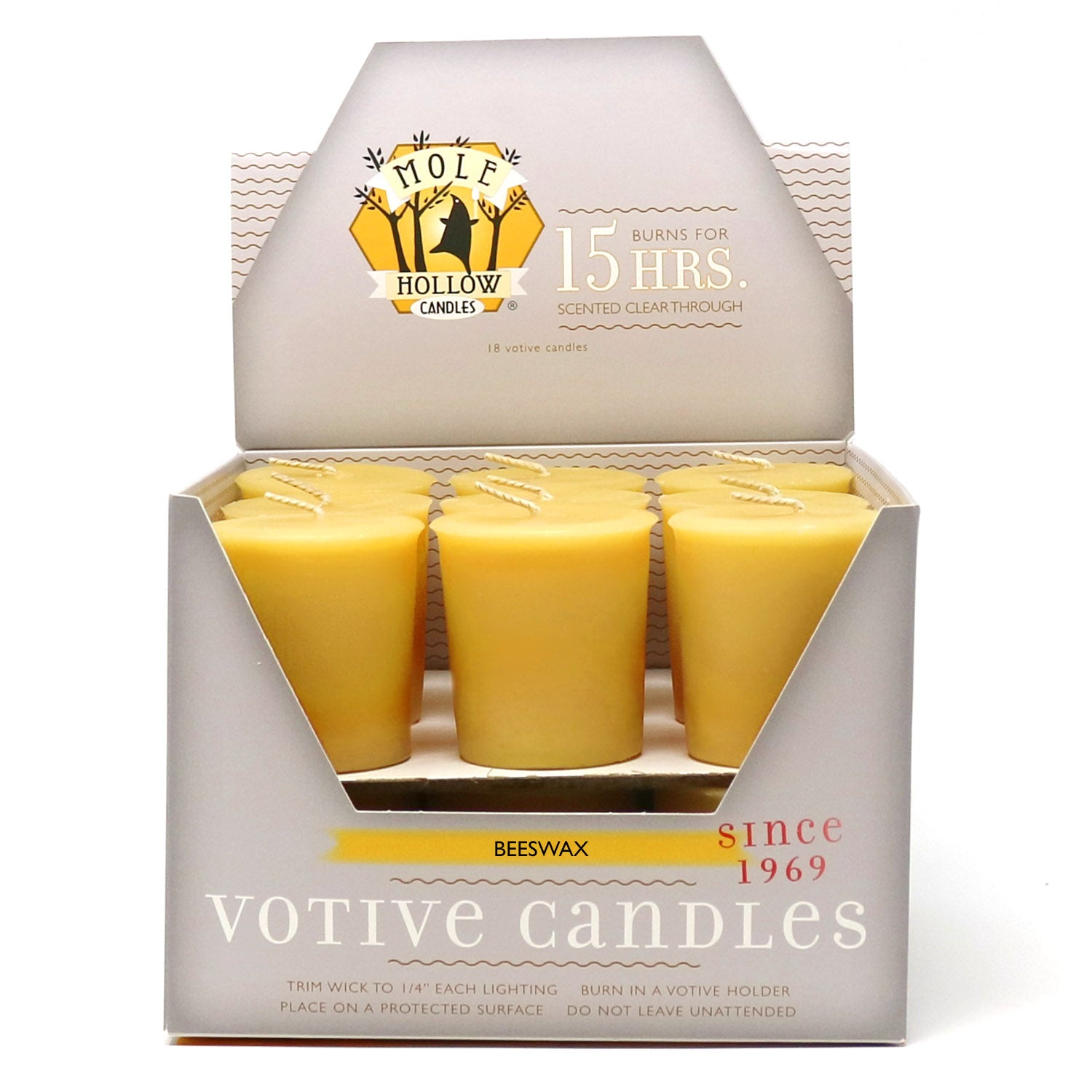Beeswax Votive Candles - Beeswax Votives - Mole Hollow Candles