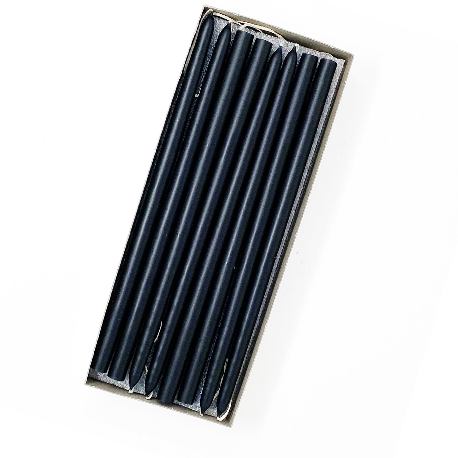 10" Solid Black Tiny Taper Candles - Mole Hollow Candles