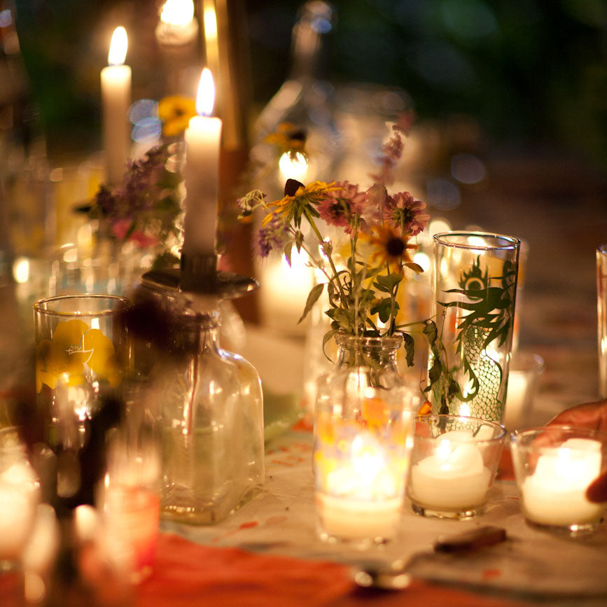 Clean Burning Taper Candles 6" - Dripless Taper Candles - Summer Candlelit Tabletop