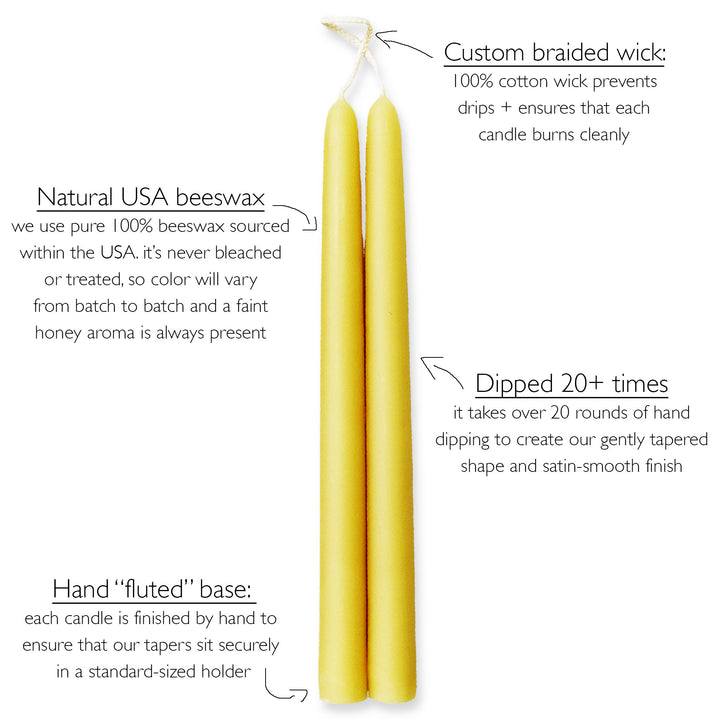 6 Inch Beeswax Taper Candles Beeswax Candles Mole Hollow Candles