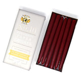 10" Dripless Taper Candles - Unscented Burgundy Red - Mole Hollow Candles