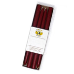 12" Dripless Taper Candles - Burgundy Red Set of 4