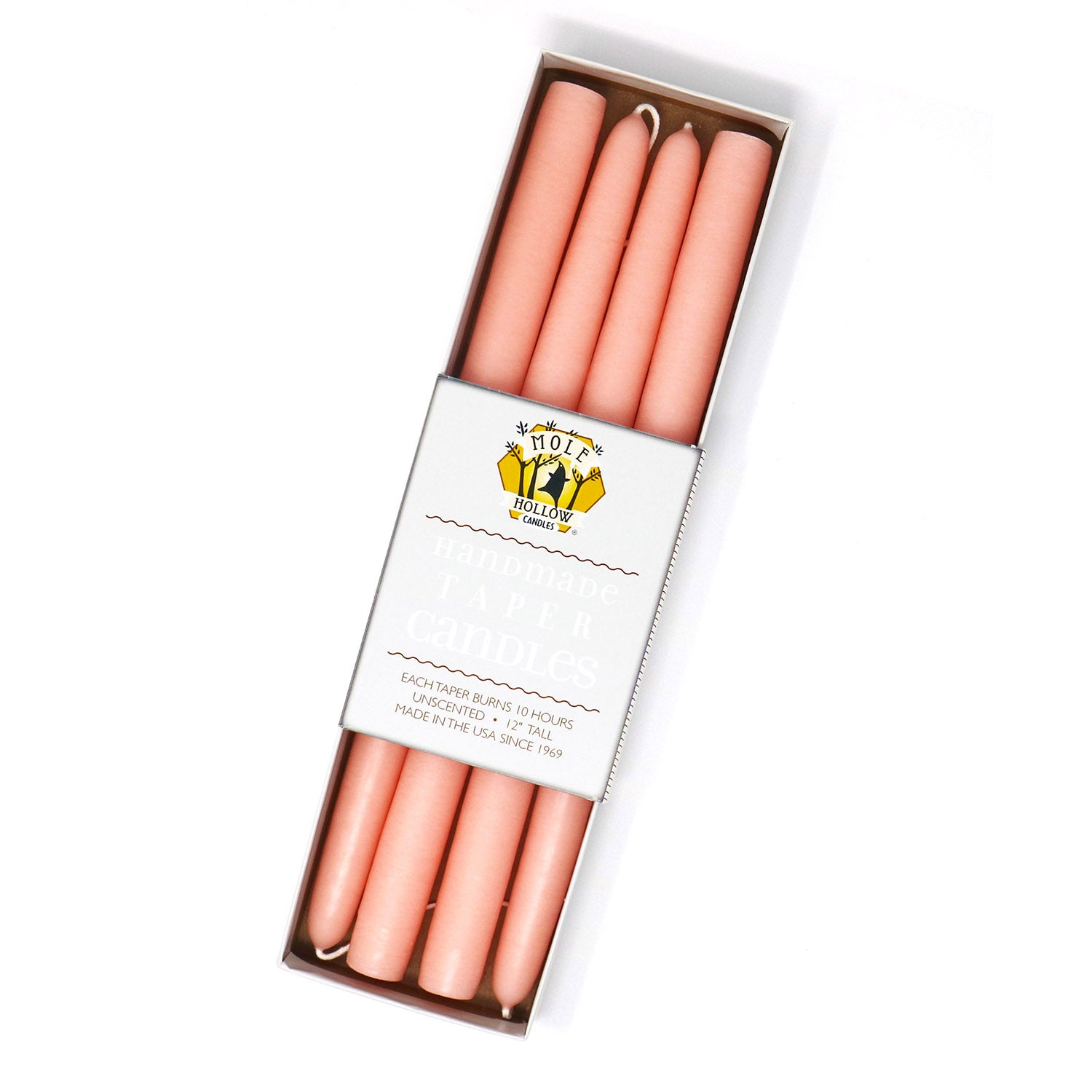 12" Dripless Taper Candles - Creamy Peach Set of 4