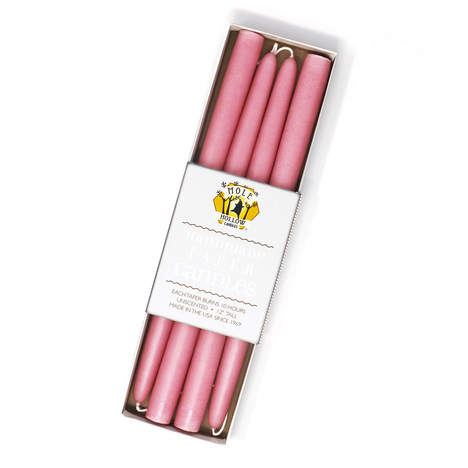 12" Dripless Taper Candles - Dusty Rose Set of 4