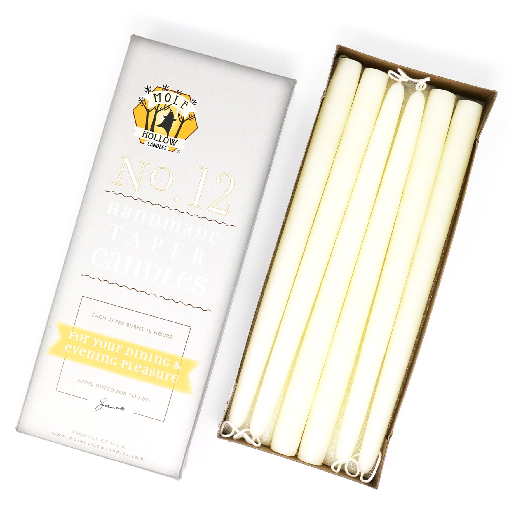 12" Ivory Beeswax Tapers 