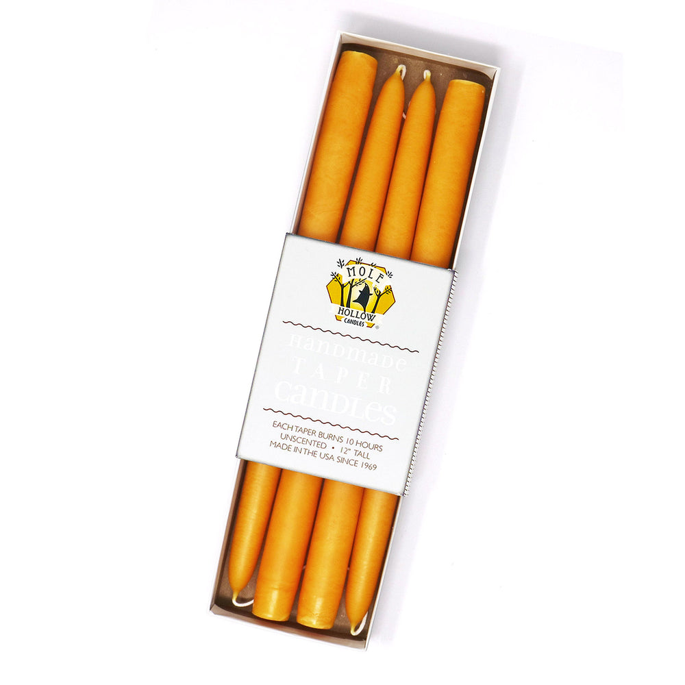 12 Inch Dripless Tapers Set of 4 Colored Taper Candles Mole Hollow