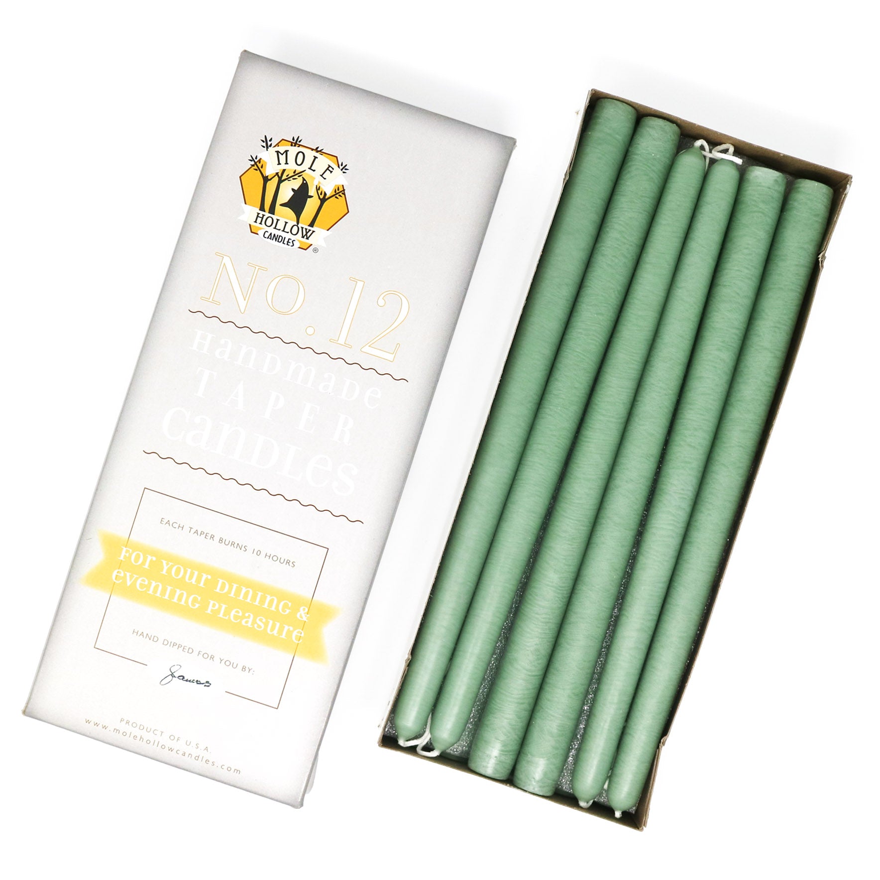 Pair of Taper Candles in Misty Green Pair of Taper Candles in Misty Green