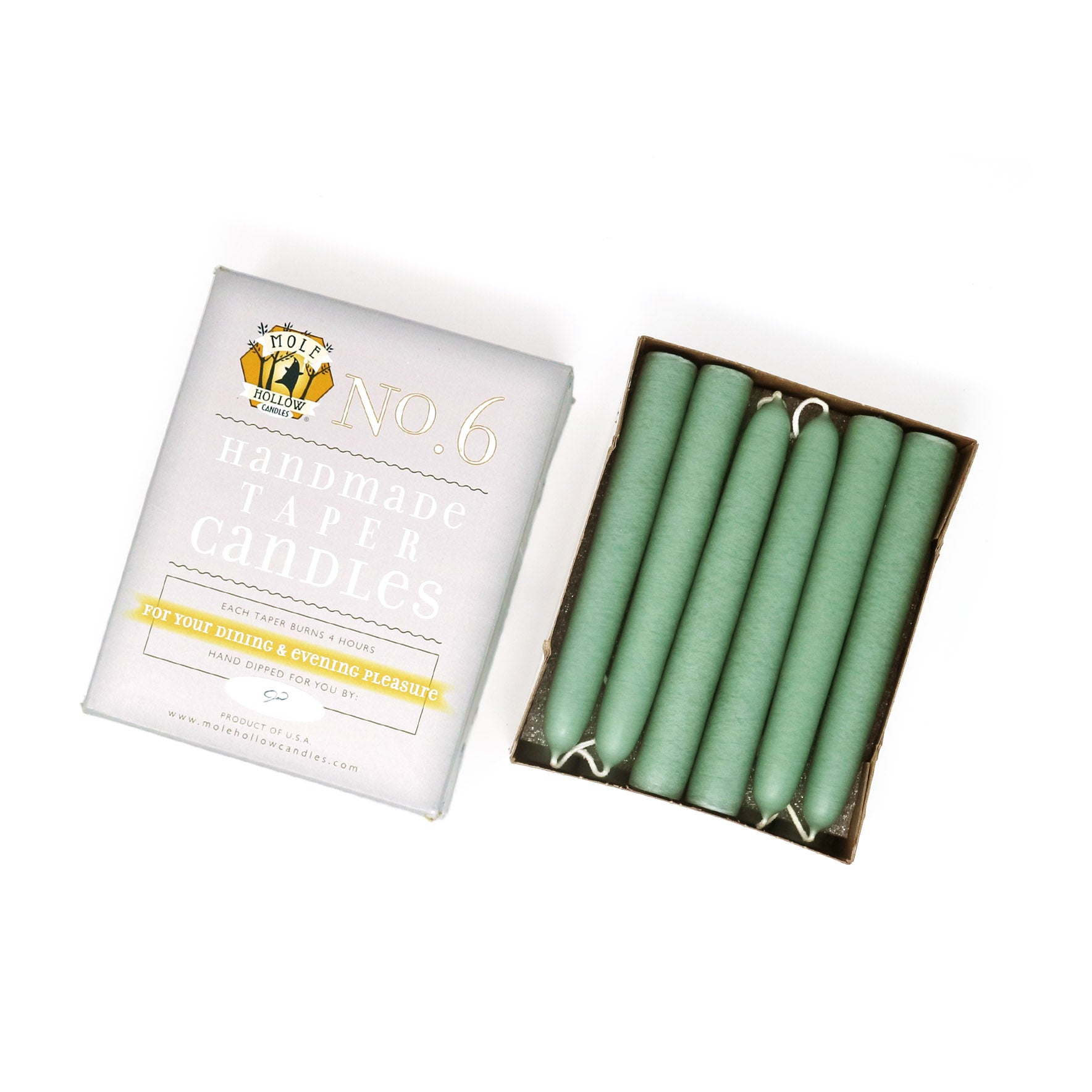 Pair of Taper Candles in Misty Green Pair of Taper Candles in Misty Green