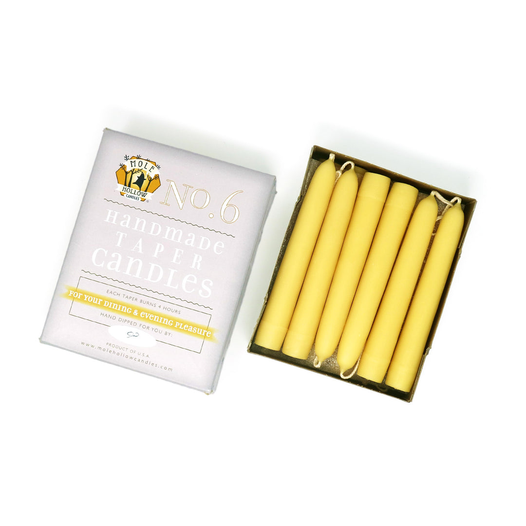 6 Inch Beeswax Taper Candles Beeswax Candles Mole Hollow Candles