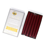 8 Inch Dripless Taper Candles - Unscented Burgundy Red - Mole Hollow Candles