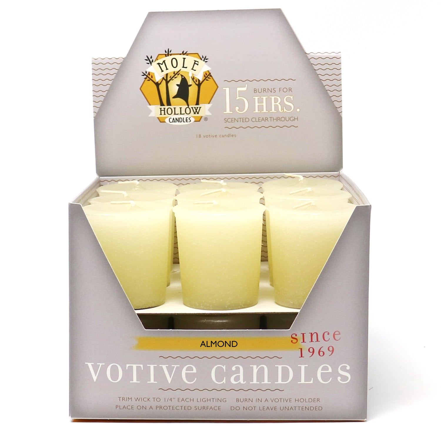 Almond Scented Votive Candles, Box of 18