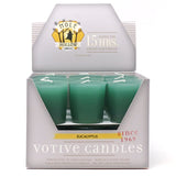 Eucalyptus scented votive candles, box of 18