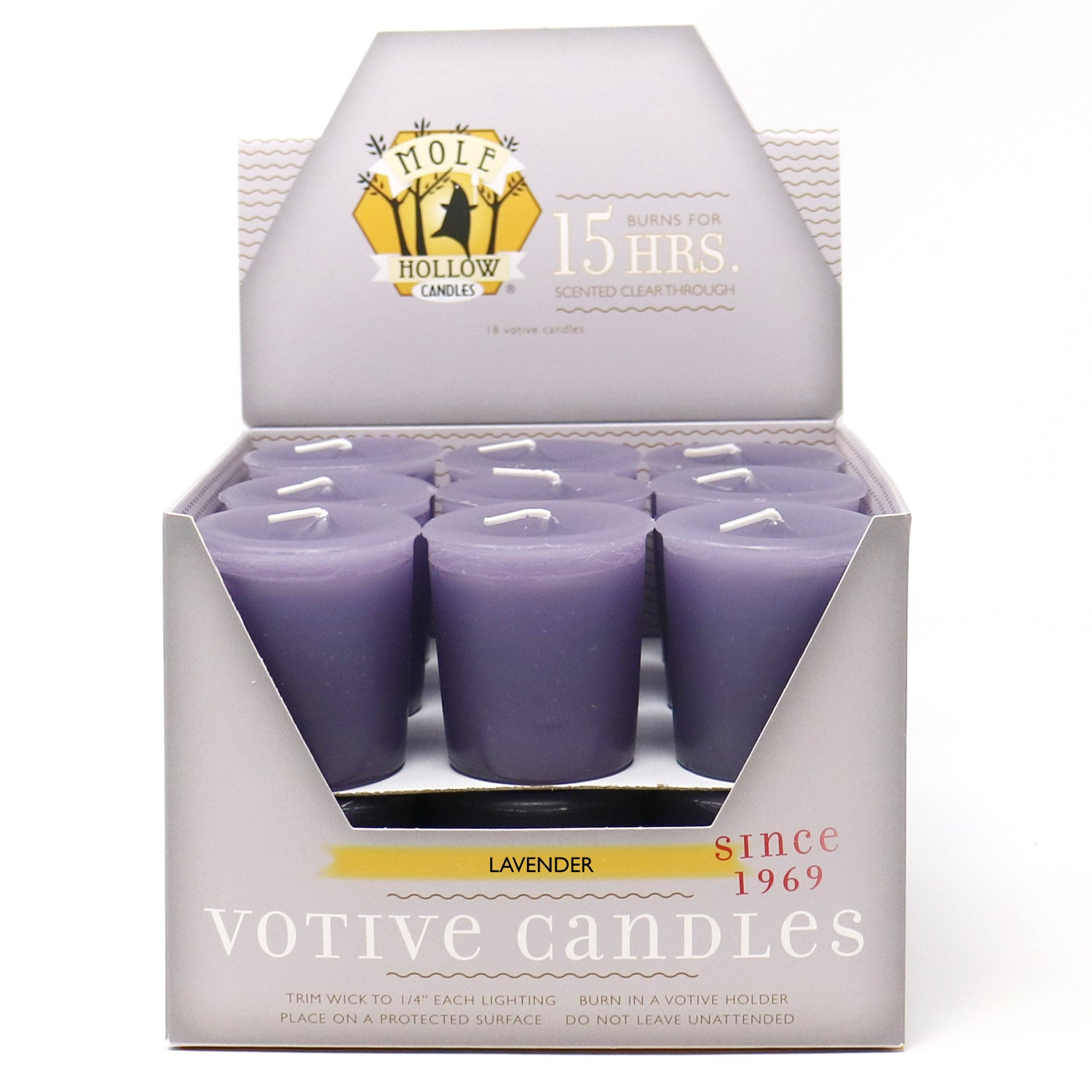 Lavender scented votives, box of 18