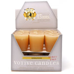 Sandalwood scented votive candles box of 18